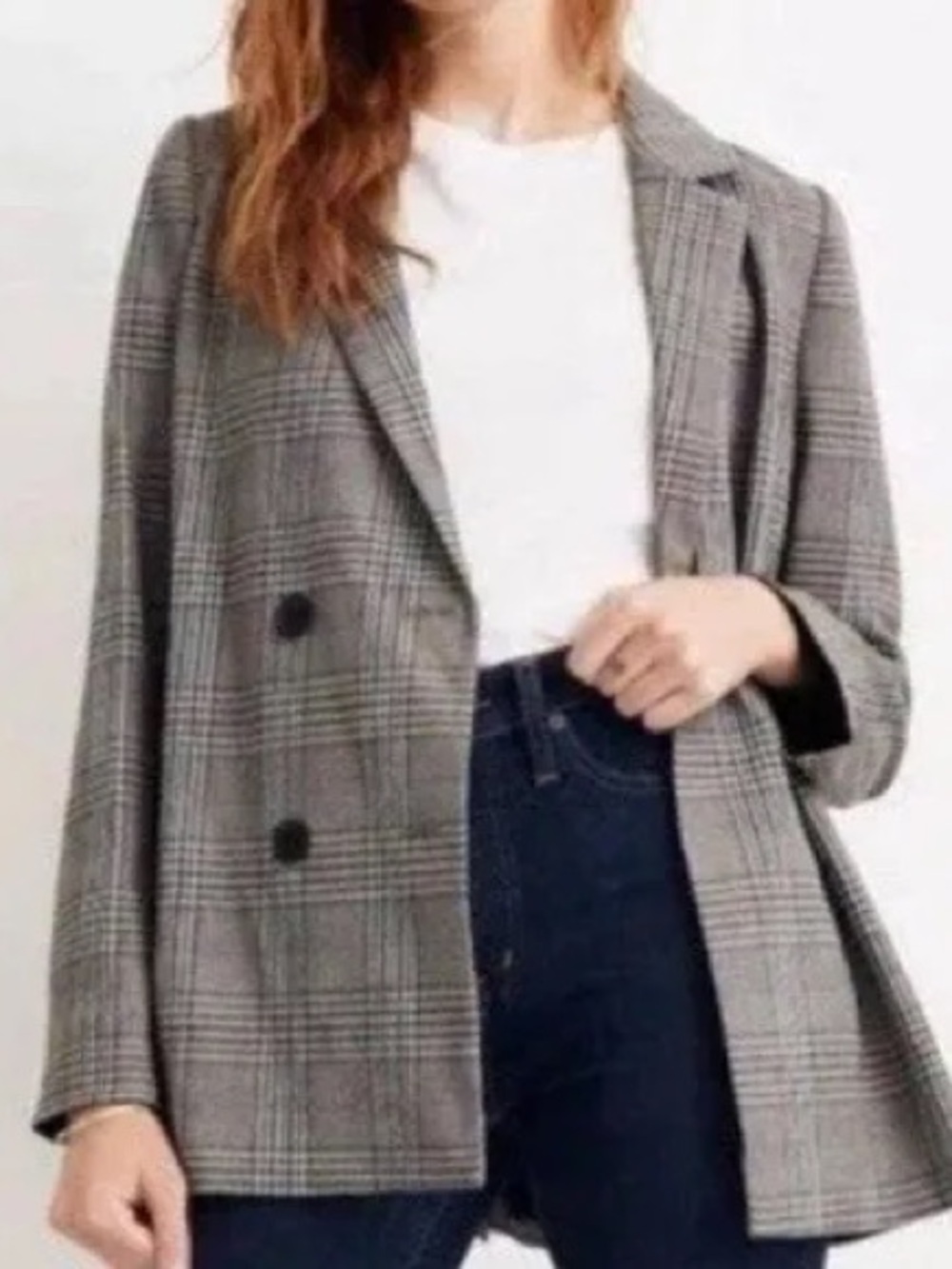 Madewell Caldwell Oversized Plaid wool blend Double breast blazer size Medium.